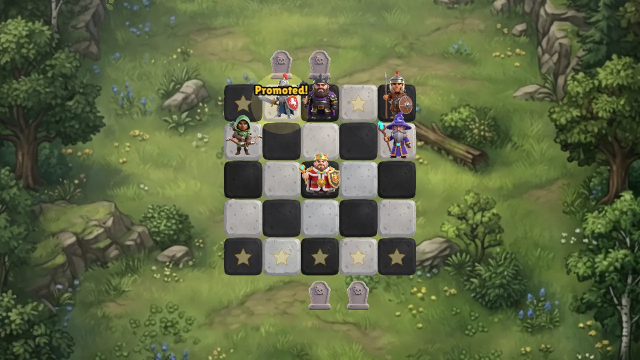 Land on star tiles to promote your units mid-battle.